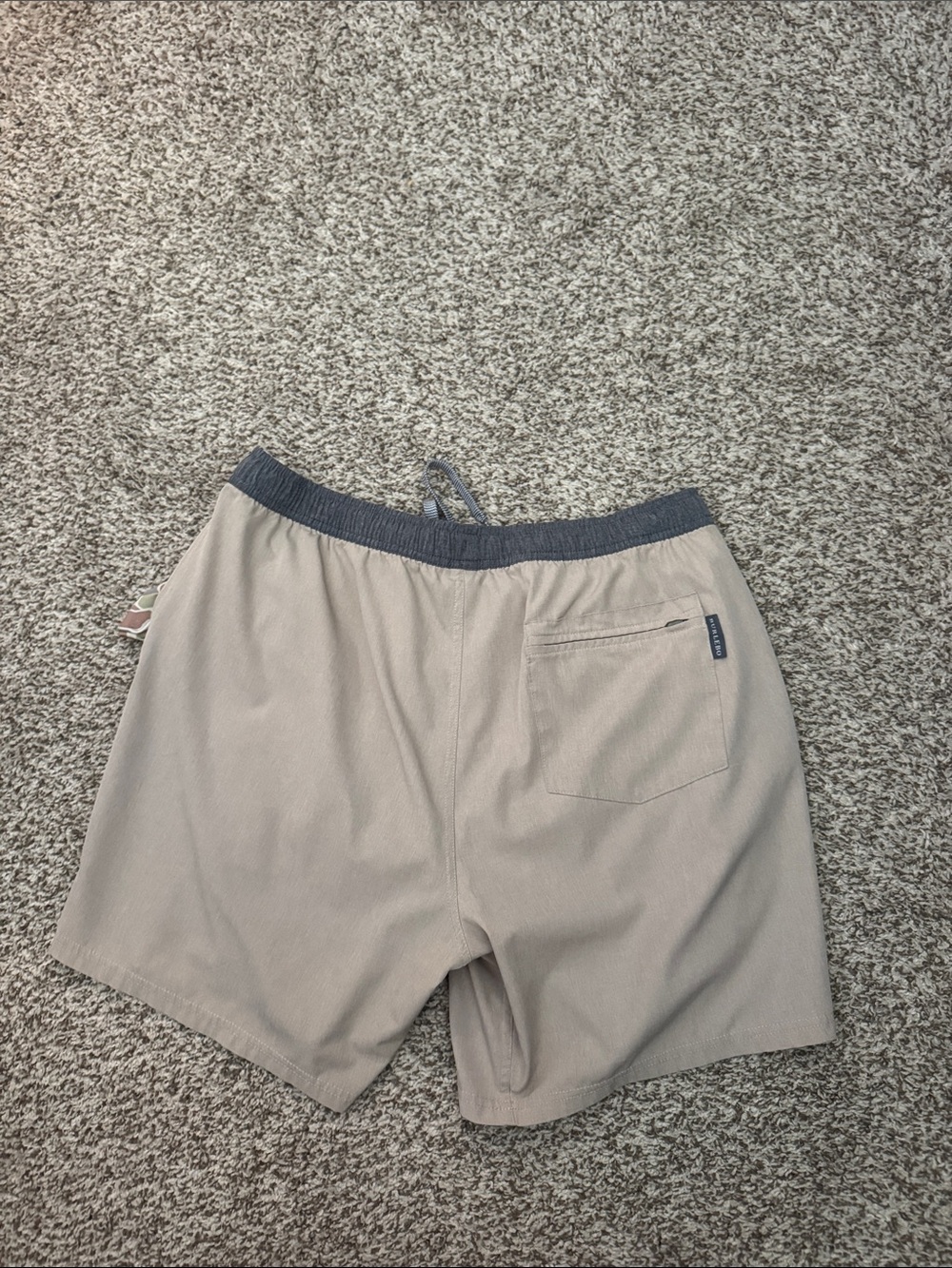 BURLEBO Men's Beige Shorts with Gray Waistband - Picture 3 of 3